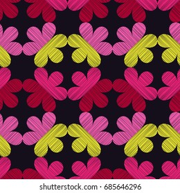 Seamless decorative floral background. Scribble texture. Retro motif. Textile rapport.