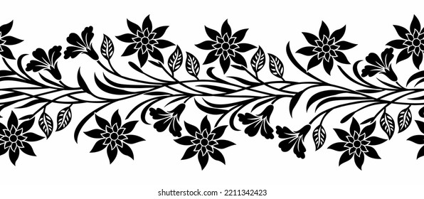 Seamless decorative floral border design