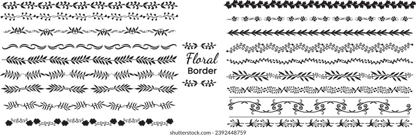 seamless decorative floral and ornamental border design hand drawn vector