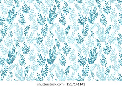 Seamless decorative floral pattern with branches with small leaves vector illustration