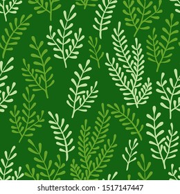 Seamless decorative floral pattern with branches with small leaves vector illustration