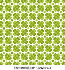 Seamless decorative floral pattern with clover, shamrocks 