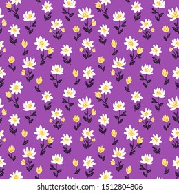 Seamless decorative floral pattern with cute small flowers vector illustration