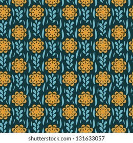Seamless decorative floral pattern on dark