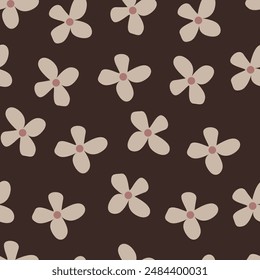 Seamless decorative floral pattern on grey background