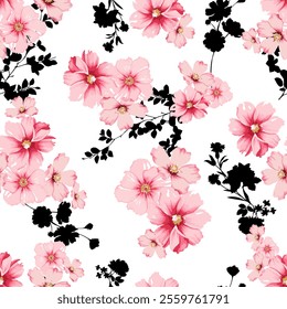 Seamless decorative floral pattern. Vector Illustration.