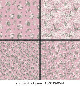 Seamless decorative floral patterns set