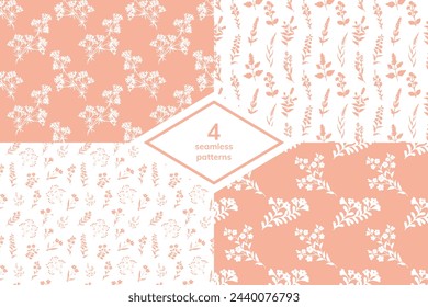 Seamless decorative floral patterns set
