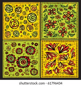 Seamless decorative floral scrolls vector patterns