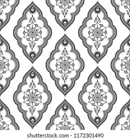 Seamless decorative flower pattern in ethnic oriental indian style. Template for wallpaper, upholstery and wrapping paper.