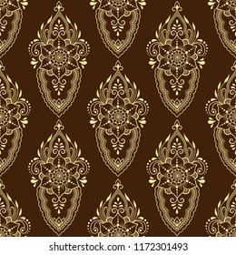Seamless decorative flower pattern in ethnic oriental indian style. Template for wallpaper, upholstery and wrapping paper.