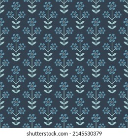 Seamless decorative flowers pattern. Abstract geometric floral on black background.