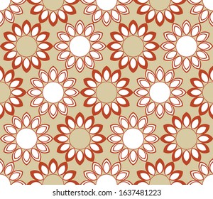 Seamless decorative flowers pattern on beige background.EPS10 Illustration.