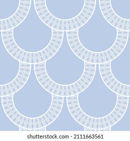 El círculo geométrico decorativo sin inconveniente escala el patrón azul. Ilustración vectorial.