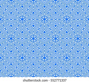 Seamless decorative geometric floral pattern. vector illustration. blue color
