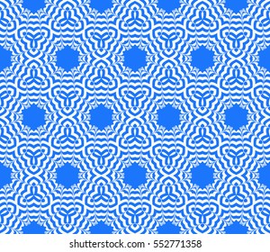 Seamless decorative geometric floral pattern. vector illustration. blue color