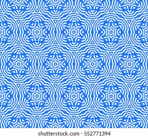 Seamless decorative geometric floral pattern. vector illustration. blue color