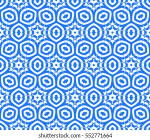 Seamless decorative geometric floral pattern. vector illustration. blue color