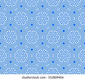 Seamless decorative geometric floral pattern. vector illustration. blue color