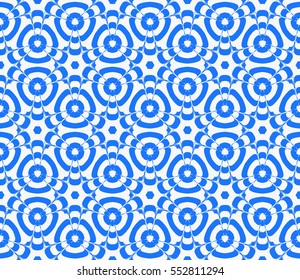 Seamless decorative geometric floral pattern. vector illustration. blue color