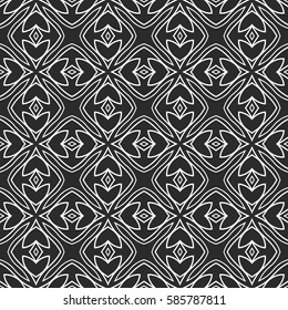 Seamless decorative geometric floral pattern. vector illustration. grey, white color