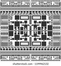 Seamless decorative geometric pattern. Black and white background. Vector illustration