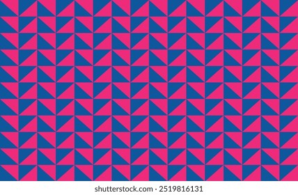 Combinación de patrón geométrico decorativo sin fisuras de Formas de triángulo magenta con fondo de triángulos azules. Conveniente para imprimir, fondos del diseño, Fondo de pantalla y azulejos, envoltura del regalo