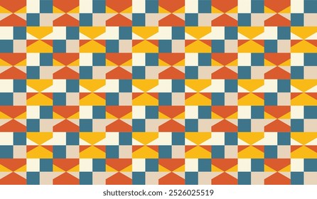 Seamless decorative geometric pattern combination of colorful shapes. Perfect for printing, design backgrounds, wallpaper and tiles, gift wrapping