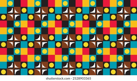 Seamless decorative geometric pattern combination of colorful shapes. Perfect for printing, design backgrounds, wallpaper and tiles, gift wrapping