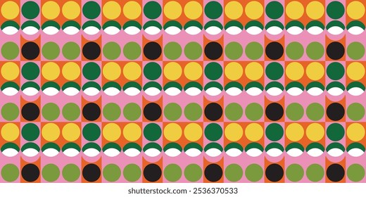 Seamless decorative geometric pattern combination of colorful circles. Perfect for printing, design backgrounds, wallpaper and tiles, gift wrapping