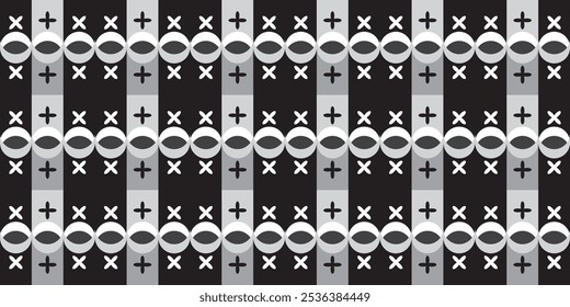 Seamless decorative geometric pattern combination of black and gray abstract shapes. Perfect for printing, design backgrounds, wallpaper and tiles, gift wrapping