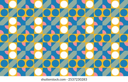Seamless decorative geometric pattern combination of colorful shapes. Perfect for printing, design backgrounds, wallpaper and tiles, gift wrapping