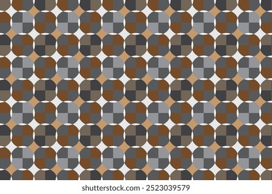 Seamless decorative geometric pattern of flower shapes arranged like a colorful chessboard. Perfect for printing, design and textiles