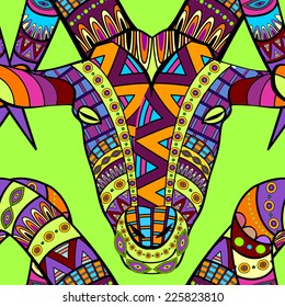 Seamless decorative goat pattern ornamental background
