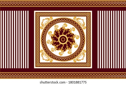 Seamless decorative golden baroque border with chains on purple background. EPS10 Illustration.