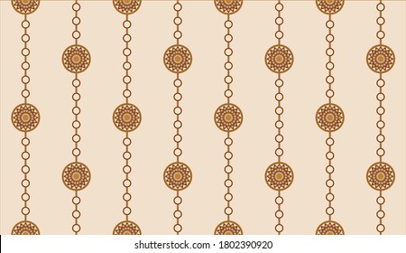 Seamless decorative golden baroque chains on beige  background.EPS10 Illustration.