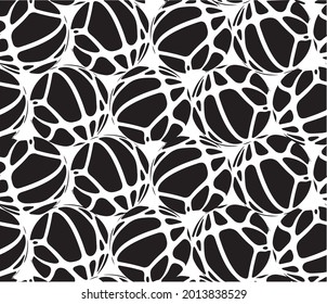 Cuadrícula decorativa impecable. Patrón blanco y negro con formas redondeadas talladas. Diseño de muestra 3d. Fondo abstracto para móvil
