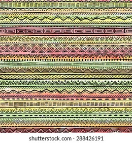 Seamless decorative hand drawn ethnic pattern . Vector tribal background for fabric, textile, wrapping paper, web pages, wedding invitations, save the date cards.