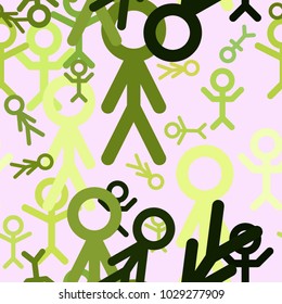 Seamless decorative and hand drawn sign of people or human illustrations. Good for design texture & background. Cartoon style vector.