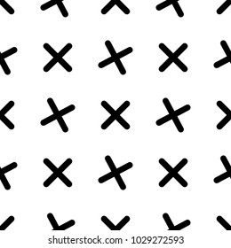 Seamless decorative and hand drawn tick or cross mark, right or wrong sign illustrations. Good for design texture & background. Cartoon style vector.