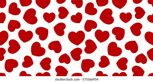 Seamless decorative hearts on white background. Vector illustration.