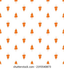 Seamless decorative herbal pattern with bright orange elements. Vector illustration in modern minimalist style. 