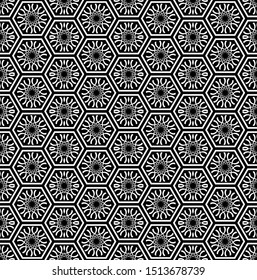 Seamless decorative hexagons pattern. Abstract geometric texture. Vector art