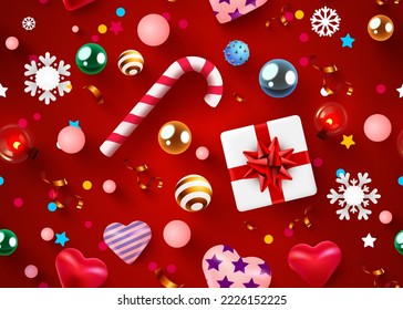 Seamless decorative holiday background. Christmas, New Year or Valentine Day concept. Vector illustration