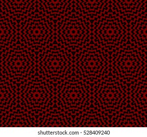 Seamless decorative illusion floral pattern. vector illustration. black on red