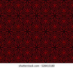 Seamless decorative illusion floral pattern. vector illustration. black on red