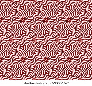 Seamless decorative illusion floral pattern. vector illustration. silver on red