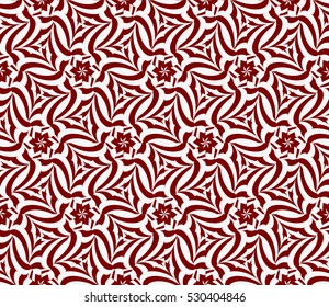 Seamless decorative illusion floral pattern. vector illustration. silver on red