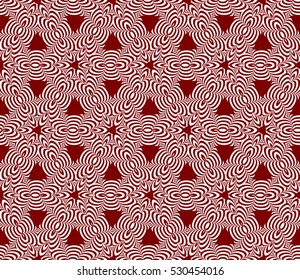 Seamless decorative illusion floral pattern. vector illustration. silver on red