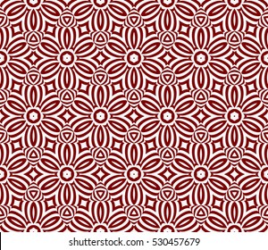 Seamless decorative illusion floral pattern. vector illustration. silver on red